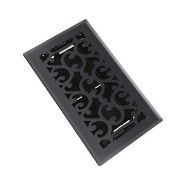 SANYCASA 4x8 Inches Air Floor Vents Register Ease Adjust Air Flow Savannah Design-Heavy Duty Walkable Steel Decorative Vent Covers for Home Floor - Matte Black Floor Vent Covers