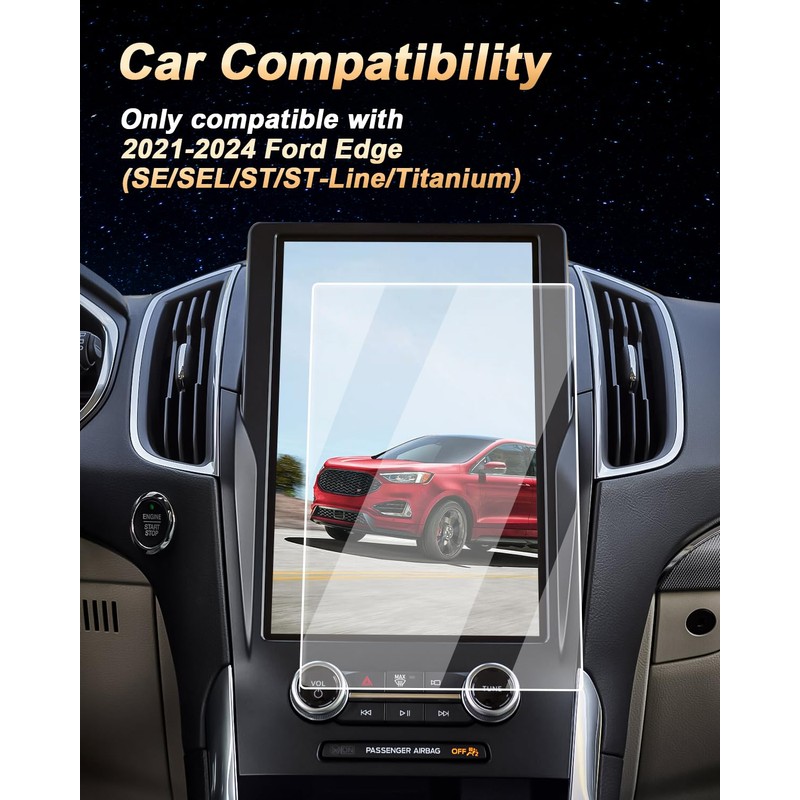 ECOZEN Screen Protector For 2021-2024 Ford Edge(SE/SEL/ST/ST-Line/Titanium) 12-Inch Navigantion Touch