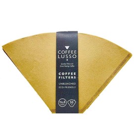 Size 6/No.6/1x6 Coffee Filter Papers by COFFEE LUSSO, Cone Shaped, Unbleached, Eco Friendly (50)