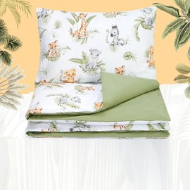 Baby Safe Duvet Cover Cot Newborn 120 x 90 cm Duvet Cover Cot 100% Organic Cotton Oeko-Tex Certified Sheets Single Bed Baby Bedding Set Jungle