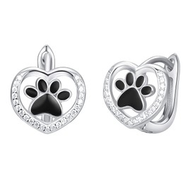 KINGWHYTE Cat Earrings, 925 Sterling Silver Panda Mermaid Earrings, Cute Animal Children's Stud Earrings, Jewellery, Girls Animal Earring Jewellery, Sterling Silver, Cubic Zirconia