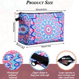 30 Pcs Cosmetic Bag for Women Portable Makeup Bags Bulk Mandala Flower Waterproof Pouches for Travel Zipper Makeup Pouch Multifunctional Toiletry Bag Accessories Organizer for Girls Gifts, 30 Styles