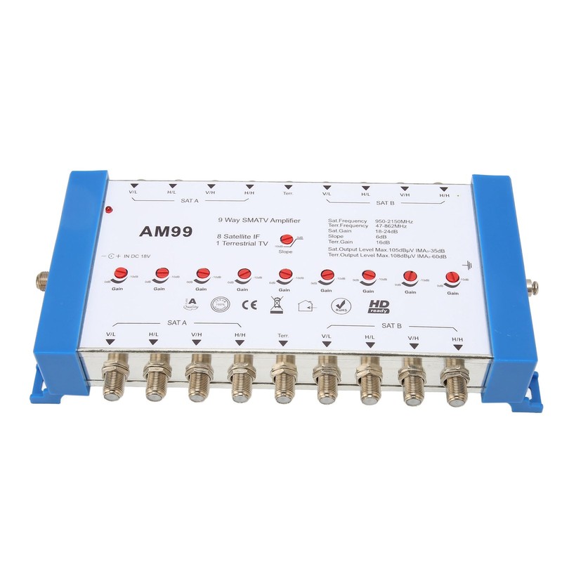 9 Way SMATV Amplifier Professional Plug and Play Satellite TV