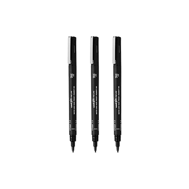 Uni Pin Fineliner Drawing Pens - Chisel Nibs - Black