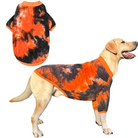 PriPre Dog Cotton Colorful Black Orange T-Shirts Soft and Stretchy Dog Shirt Pajamas Pets Clothes for Extra Large Dogs(3XL Black)