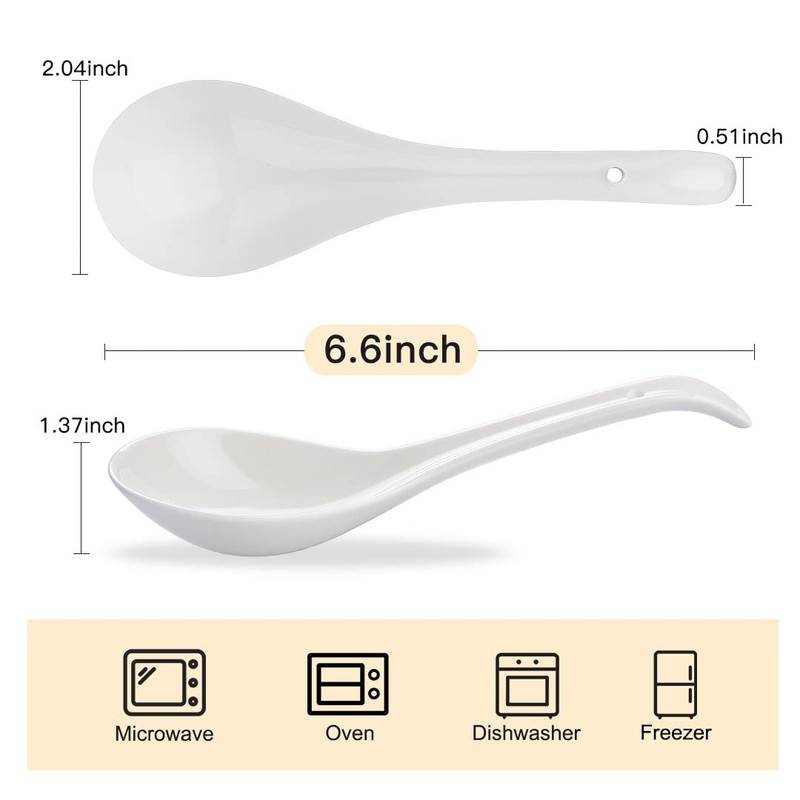 CHILDIKE Ceramic Asian Soup Spoons, White Pocelain Chinese/Japanese Soup Spoons