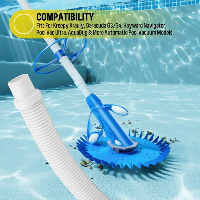 Two Pack 48" Universal Pool Vacuum Hose, Premium Replacement Suction