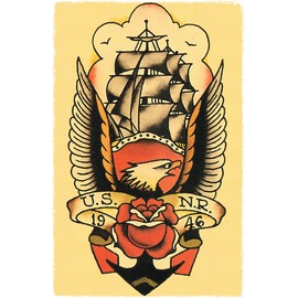 Sailor Jerry USNR NAVY 1946 Mast Ship Sailor Jerry Traditional Tattoo style Flash print USA
