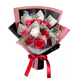 Ribbonbonbox Money Flower Bouquet - Artificial Bouquet of Flowers - Best Graduation, Birth...