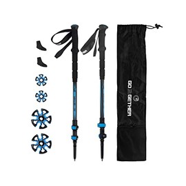 G2 Carbon Fiber Trekking Poles Telescopic/EVA Foam Grip/Foam Padded Wrist Strap/ Auto-Adjustable Strap / Quick Flip Lock (Pack of 2 Poles)