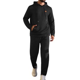 Vssjavun Men's Sweatsuit 2 Pieces Outfits Jacquard Casual Tracksuits Jogging Suit Hooded Sets