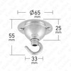 ElekTek Ceiling Chandelier Hook Plate 65mm - Chrome