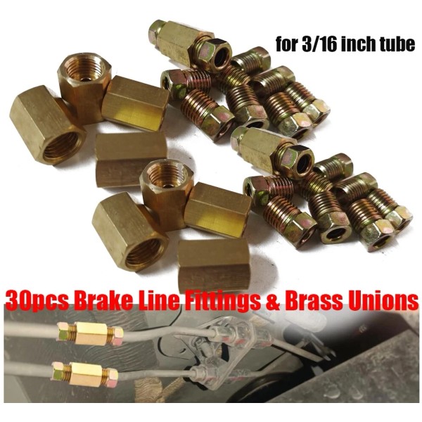 Unbranded 30x Brake Line Fittings Assortment 3/8-24 Inverted & Brass