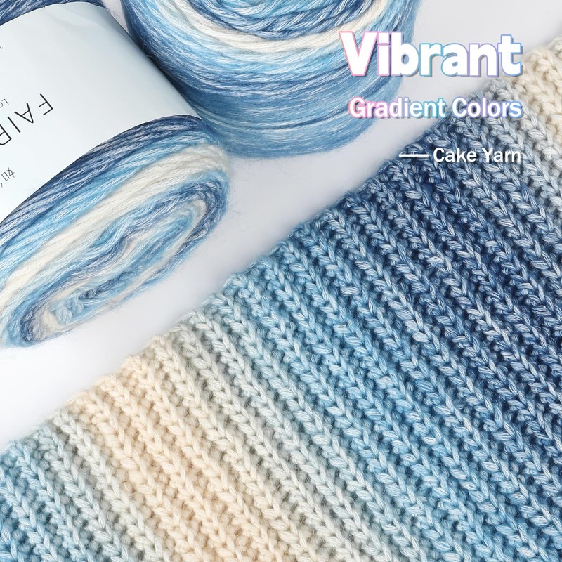 Katech Ombré Yarn for Crocheting-Gradient Cake Yarn-4x100g 60% Cotton 30%