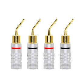 CERRXIAN Curved Surface, Solid Copper, Solder-free, Screw-On, 2mm Pin Audio Banana Plug, Speaker Cable Banana Clip Plug, Speaker Cable Terminal Blocks, Audio Cable Terminal Plug, 24K Gold Plated