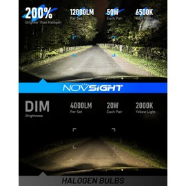 NOVSIGHT H7 LED Headlight Bulb - 50W 12000LM H7 Headlight Bulb Canbus Error Free, 1:1 Size 200% Brighter 6500K White, Pack of 2