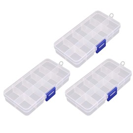 EXCEART 3 Pieces Assortment Box Small Sorting Boxes Plastic Transparent Storage Box 10 Compartments Adjustable Small Parts Assortment Box with Lid for Screws Nails Beads Earrings