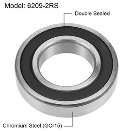sourcing map Deep Groove Ball Bearing Double Sealed 6209-2RS 45 mm x 85 mm x 19 mm Chrome Steel P6 (ABEC3)