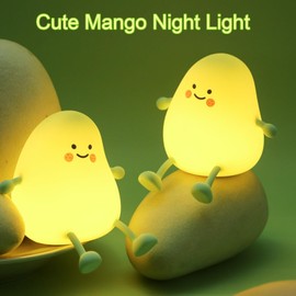 SMOORITA Cute Night Light for Kids, Mango Sleep Lamp Warm Light Bedroom Decor Kids Night Light, Silicone Nightlight Baby Nursery Night Lights, Birthday Christmas Gift