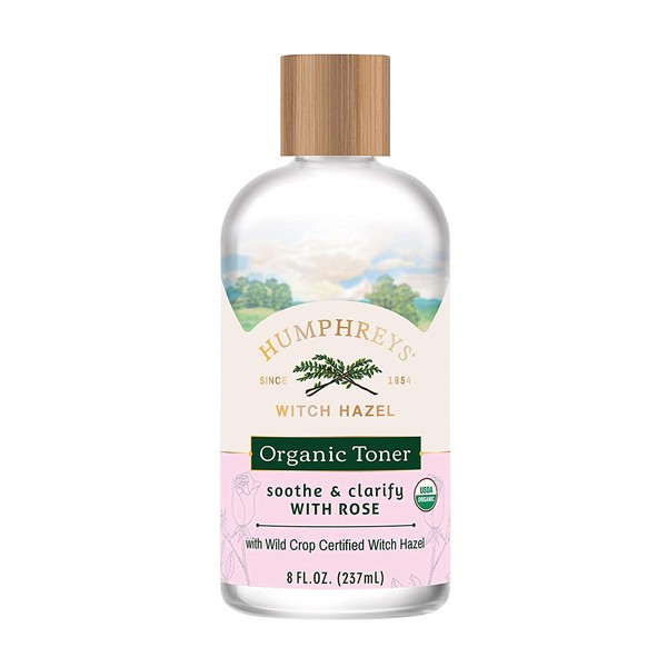 Humphreys Clarify + Soothe Witch Hazel with Rose Organic Toner, Clear, 8 Oz