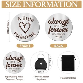 Sureio Pocket Hug Token Long Distance Relationship Keepsake Stainless Steel Double Sided Inspirational Gift with Keychain (Always and Forever)