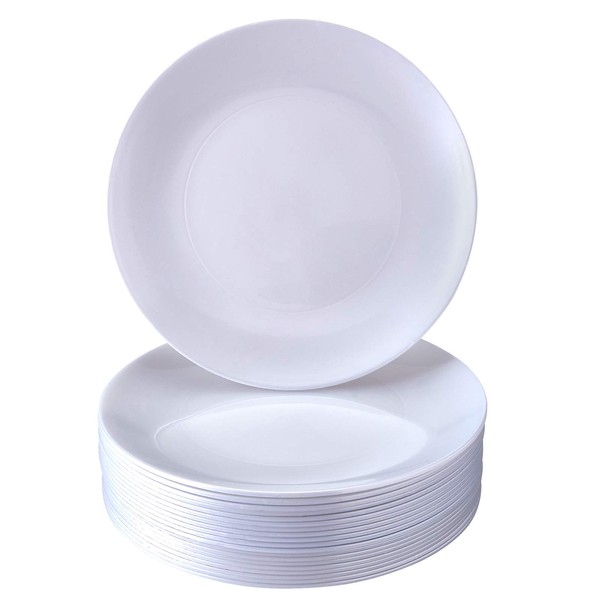 Modern Design Disposable Plastic Salad Plates for Party (10 PC) Heavy Duty Disposable Dinner Set 9”, Fine China Look Plastic Dishes, Great for Baby Showers, Weddings, Birthdays, and Events, Pearl