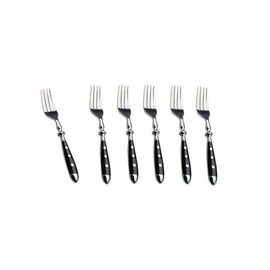 Kerafactum 6 Forks Meat Fork Dining Forks Set | Roasting Fork for the Set Table Table 3 Riveted Table Fork Cutlery Handle Black Country House Style Bistro Set Expandable Meat Fork