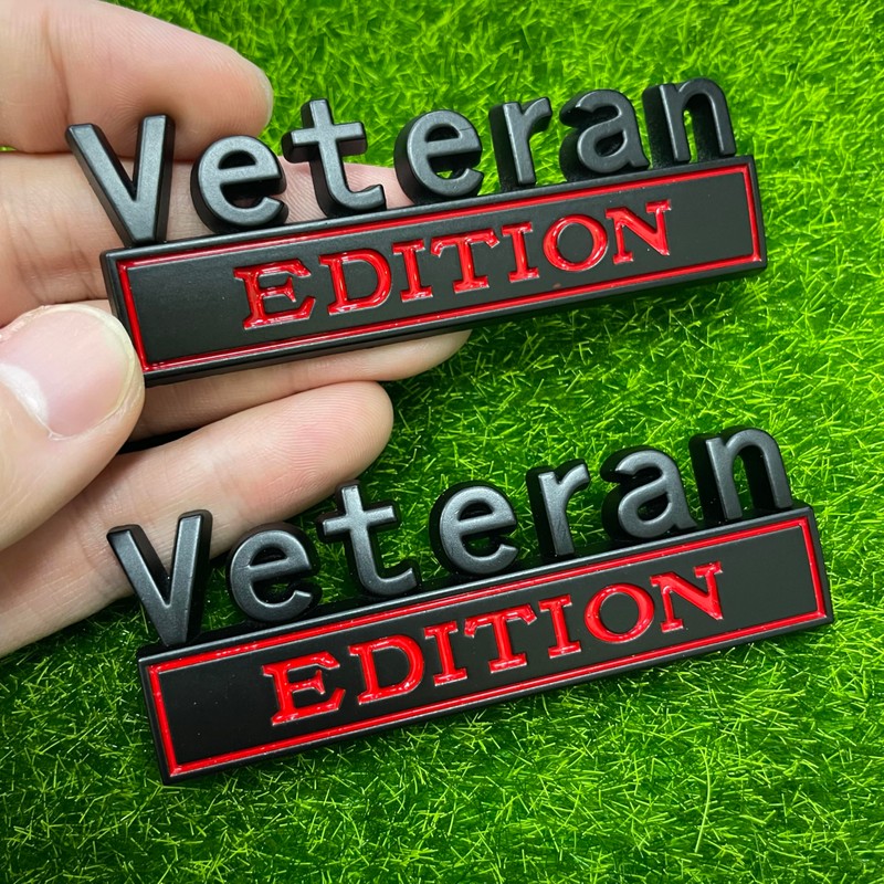 2 Pack Veteran Edition Car Emblem - 3D Metal Badge