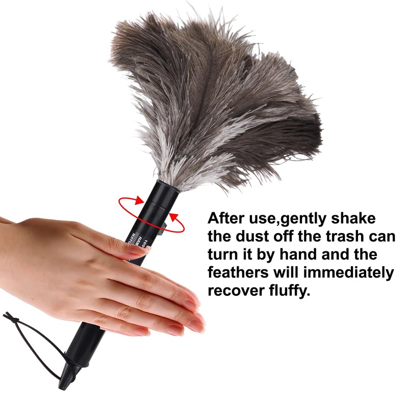 Aldwin Ostrich Feather Duster Retractable 1 Pack,16 inch Genuine Fluffy