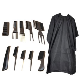 Beavorty 1set Hair Cutting Tool Kit for Men Professional Hairdressing Comb Brush and Apron Salon Home Use Lightweight Easy to Carry Black