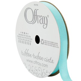 Offray 151356 1/2" Wide Grosgrain Craft and Decorative Ribbon, 21-Foot Spool, Aqua Blue