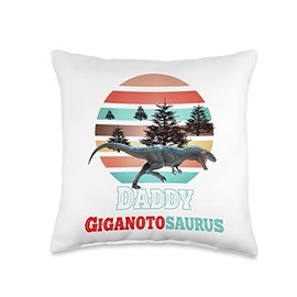 daddy Giganotosaurus Dinosaur Retro Father's Day Daddy Giganotosaurus T rex Prehistoric Dinosaur Father's Day Throw Pillow, 16x16, Multicolor