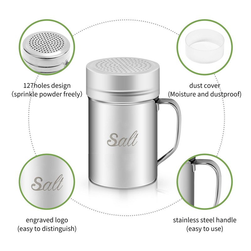 ZERUIDM Stainless Steel Salt and Pepper Shakers Set, 14 OZ
