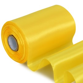 TONIFUL 4 in x 22Yds Wide Lemon Light Yellow Satin Ribbon Solid Fabric Large Ribbon for Cutting Ceremony Kit Grand Opening Chair Sash Table Hair Car Bow Sewing Craft Gift Wrapping Wedding Decoration