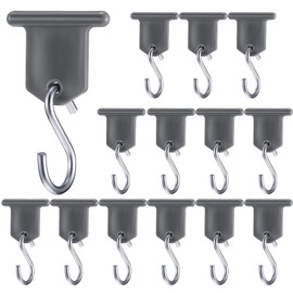 BBTO 14 Pieces RV Awning Hooks for Lights Camping Awning Accessory Hangers Plastic Metal S Shaped Gray Hooks Set Camper Light Support Hanger for Camping Tent Indoor Outdoor Decor
