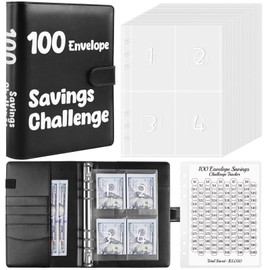SKYDUE 100 Envelopes Challenge Binder, A5 Money Saving Budget Binder with Cash Envelopes - Savings Challenges Book to Save $5,050