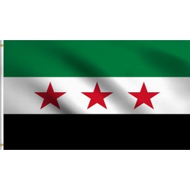 DMSE Republic of Syria Syrian Arab Flag 2X3 Ft Foot 100% Polyester 100D Flag UV Resistant (2' X 3' Ft Foot)