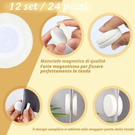 Jetec Pesi Magnetici Rotondi per Tendaggi per Tende da Doccia Forti Calamite per Tovaglia Fermatende di Magneti Pesi Magnetici Impermeabili per Casa Tendina da Drappeggio (Bianco, 12 Paia)