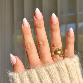 NKA Press on Nails Kit, 30 Premium Quality Reusable Acrylic Fake False Gel Press on Nail Tips, Nude Short Almond-Ombre Vanilla