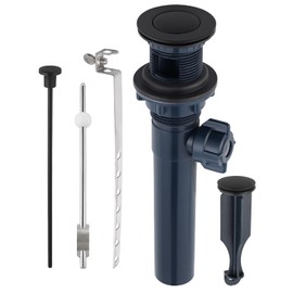 Hygie Rinse Bathroom Sink Drain with Lift Rod, Pop Up Sink Drain with Overflow, Matteblack Drain Stopper for Vessel Sink, Assembly for Bathroom Faucet