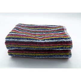 Lex's Linens Pack of 2 Eco-Friendly Multi Stripe Recycled Yarn Dyed Multi Purpose Hand Towels (50 x 85 cm)