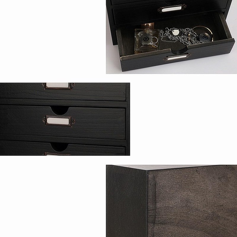PACKGILO Wooden Storage Box Rustic Desktop Organizer with 2 Drawers