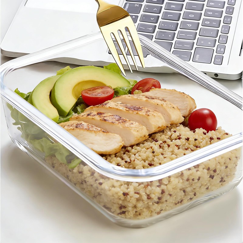 SCWBOEII 4Pack 24oz/0.7L/3cup Glass Food Storage Containers with Lids Leak-proof,