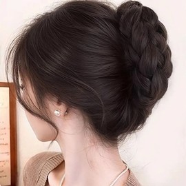 Braided Bun Hair Clip Wig LM-0711 (KYR-WFK1CLO) Black / 땋은 올림머리 집게 부분가발 LM-0711 (KYR-WFK1CLO) 흑색
