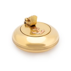 NKlaus 11499 Folding Ash Trays, Round Smooth Metal Brass Solid Gold Anchor Maritime Ashtray for Boat and Patio 5 cm