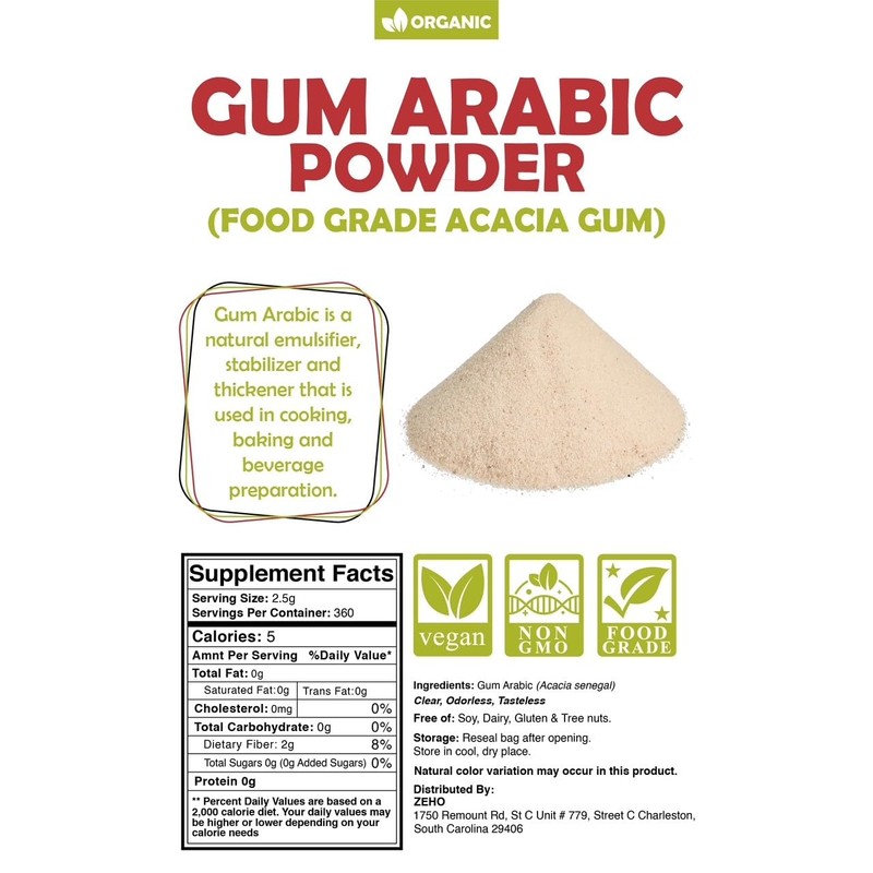 Premium Organic Gum Arabic Powder - Food Grade for Baking