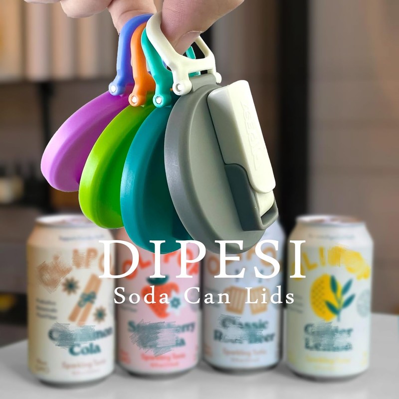DIPESI 4-pack 4 Color Soda Can Lids with straw, Soda