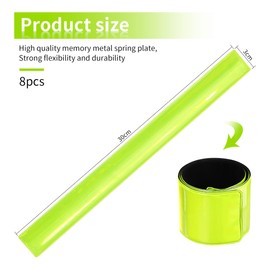 O-Kinee Reflective Band, Pack of 8, Snap Bracelet, Reflector Bands, Snap Bracelets, Reflective Band, Swatter Bracelet, Safety Band for Joggers and Cyclists (Green, 8 Pieces)