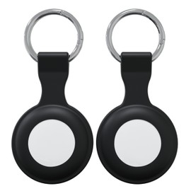 Blaspins Silicone Case for AirTags Black (2 Pack), Protective Tracker Lightweight Soft Skin Cover Accessories Finder Holder Key Chain Anti-Loss Compatible with 2021 Apple AirTags - Black (2 Pack)