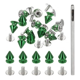 PATIKIL 12mm Studs for Clothing, 12 Sets Spikes for Clothes Studs and Spikes Leather Rivets Metal Cone Punk Spikes Screw Posts with Hole Puncher for Leather Jacket Fabric, Dark Green